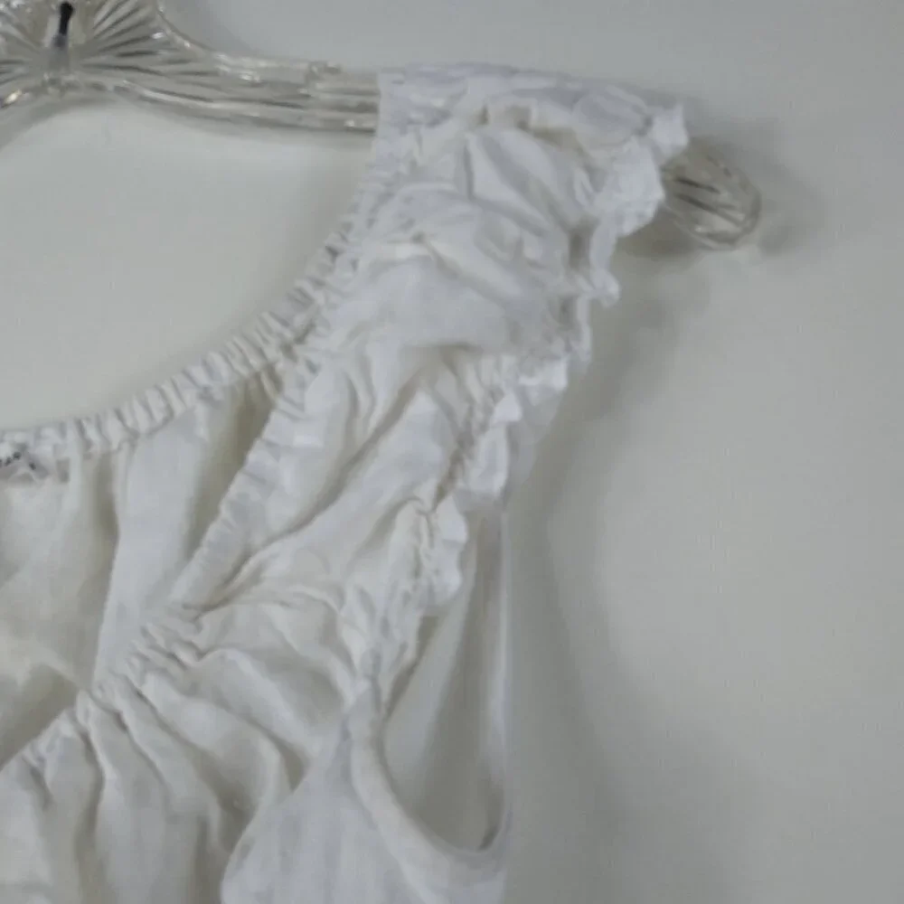 White Ruffled Crop Top - Picture 4 of 8